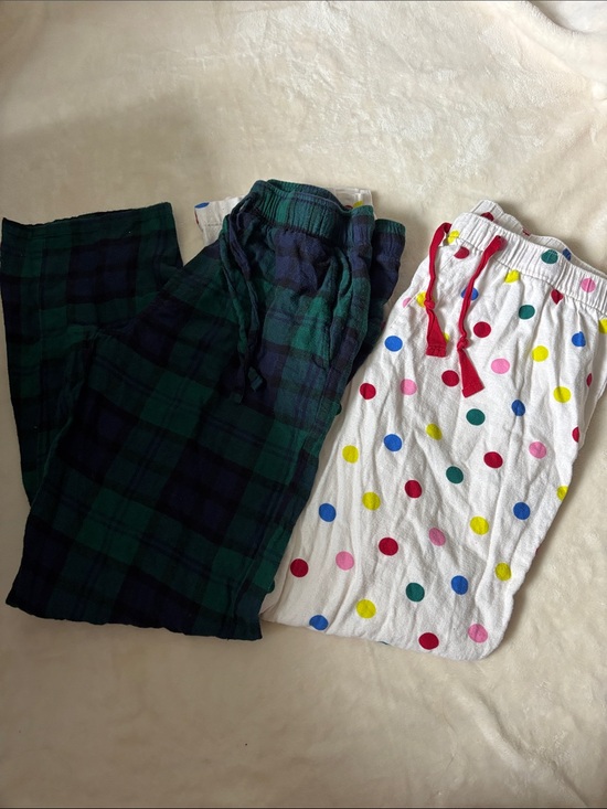 Old Navy Other - Lot Two-Pack Women’s Pajama Pants - Green Plaid & White Multi-Polka Dot SZ S